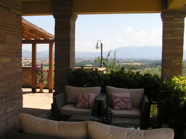 Covered terrace with view overlooking Assisi