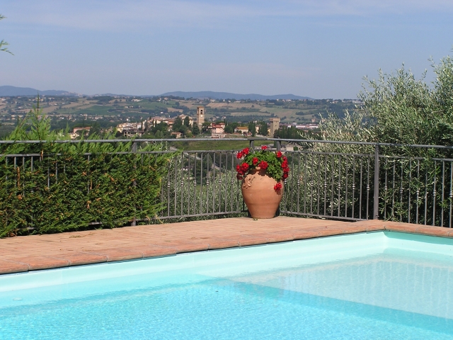 From the pool: panoramic view on Torgiano village