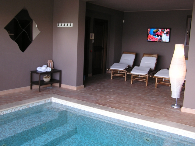 The inside pool and relax area